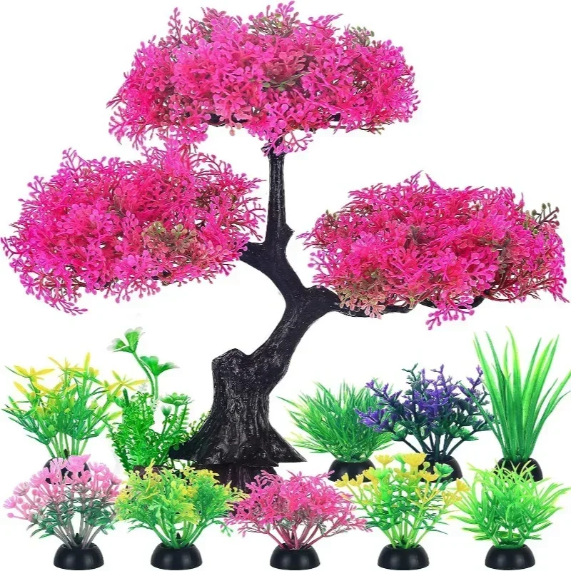 Planted Aquarium For Goldfish - 1세트, 인조 플라스틱 수초 장식, 금붕어