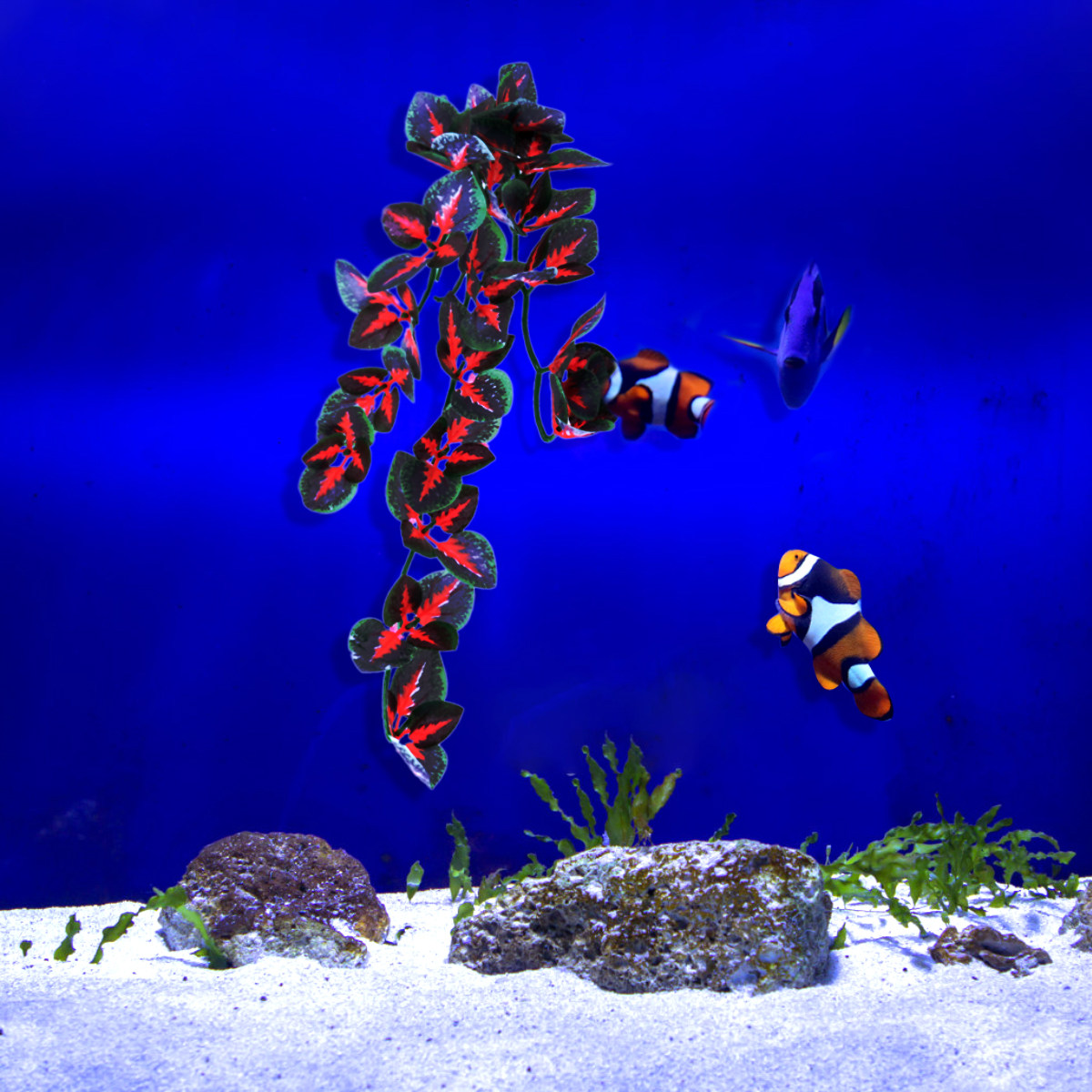 Aquarium Plant Red - 어항 장식용 인조 플라스틱 수생 식물,