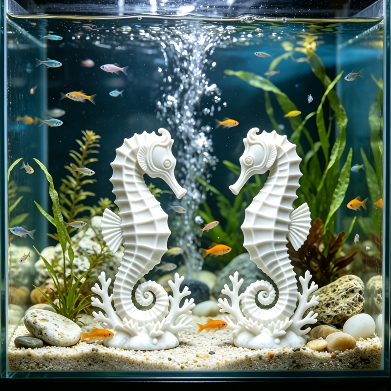 2Pcs 해마 산호 인형 세트 3D 인쇄 수족관 풍경  - Aquarium Planting Ideas 리뷰 및 가격